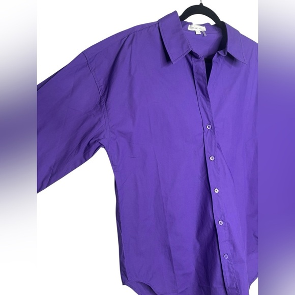 Grey Lab Oversized Purple Cotton Button Up Long Sleeve Blouse Size Large - Picture 4 of 10